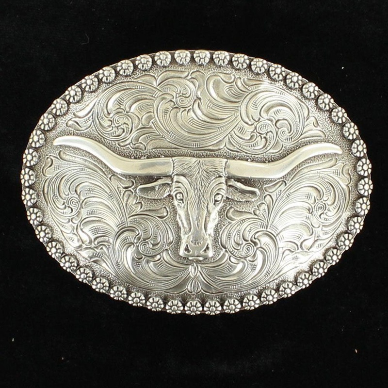 37981 Nocona Men’s Longhorn Oval Western Belt Buckle