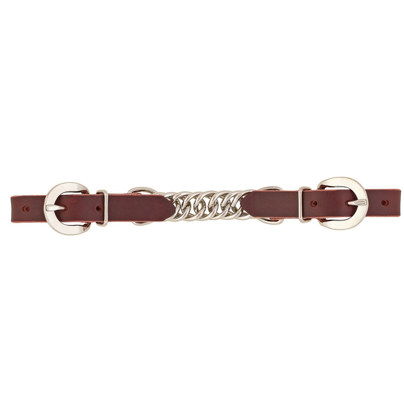 Latigo Leather 3-1/2″ Single Flat Link Chain Curb Strap