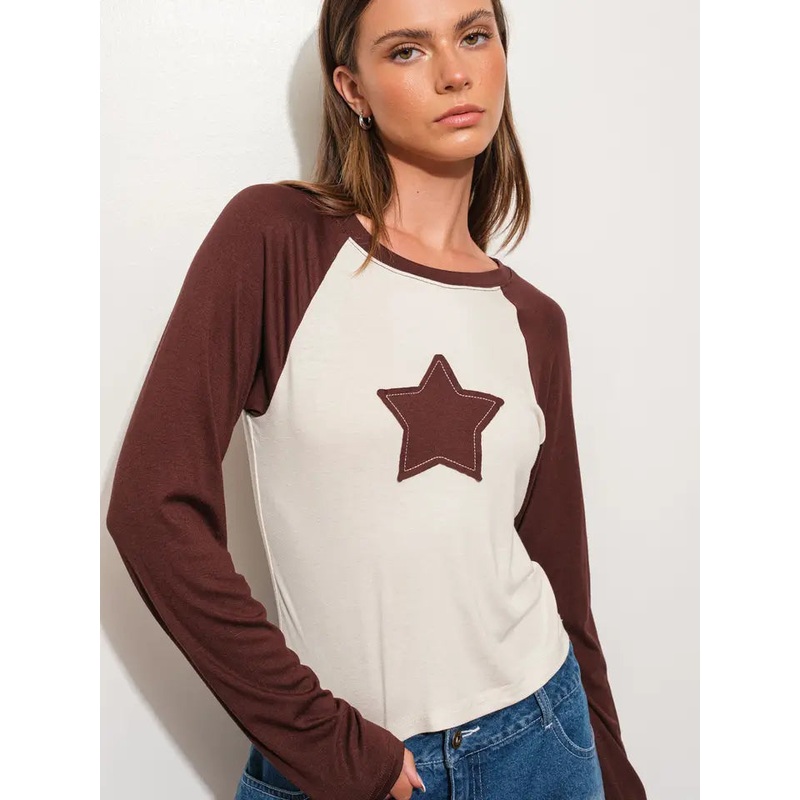 Star Patch Raglan Top