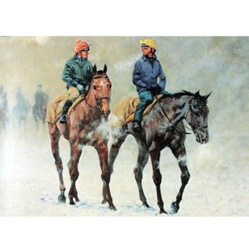 Winter Work Force (Horse Racing) Blank Greeting Cards – 6 Pack