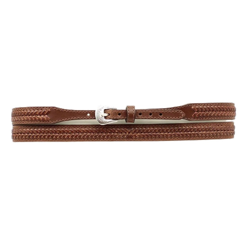 0277602 M&F 3/4 Genuine Leather Laced Hatband – Brown
