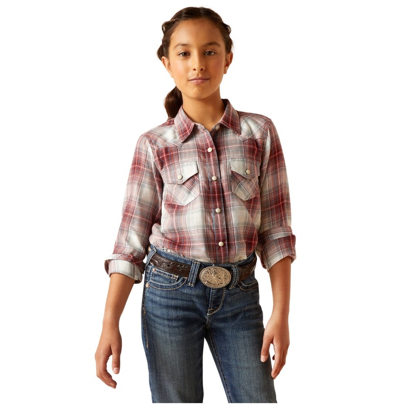10046421 Ariat Girls Afternoon Western Snap Long Sleeve Shirt – Laramie Plaid