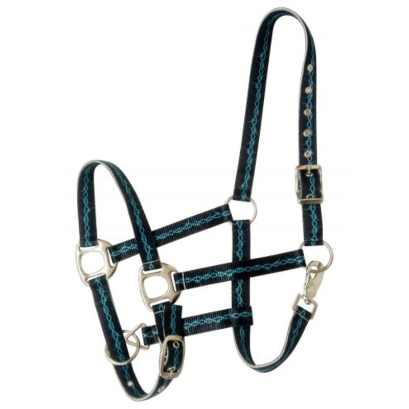 #16582: Showman Premium Nylon Horse Sized Halter with Barbwire design
