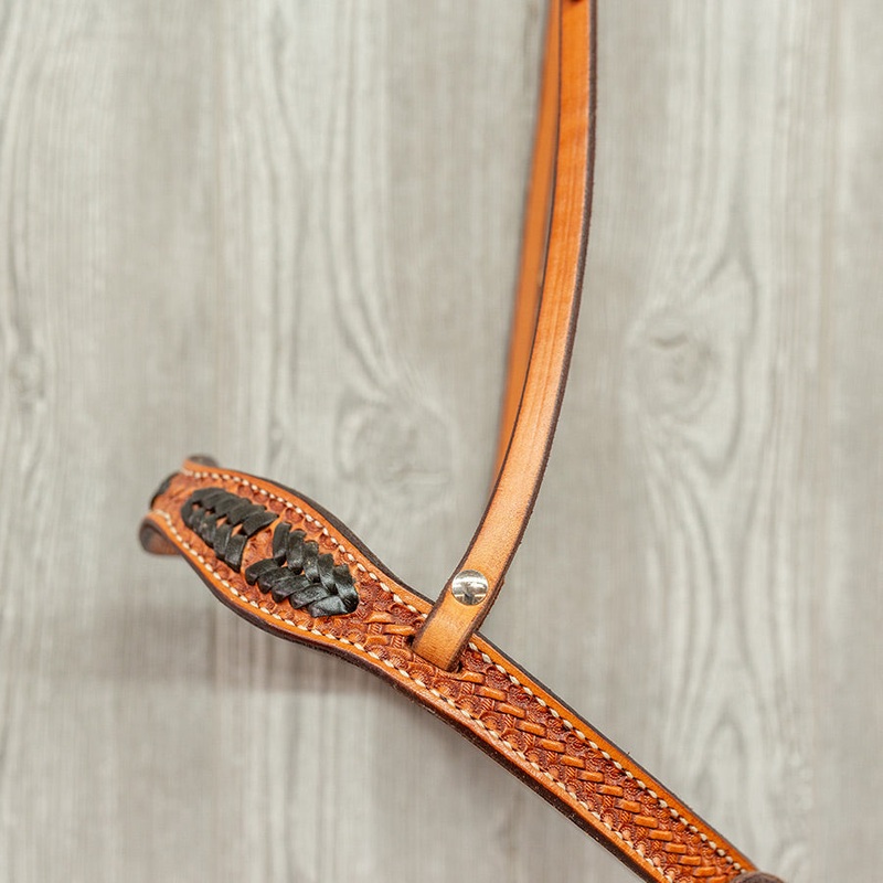 Classic Ropers Noseband 1″ Basket/Black Laced