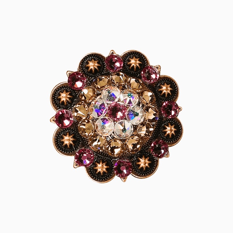 Pink AB & Champagne Copper 2″ European Crystal Concho
