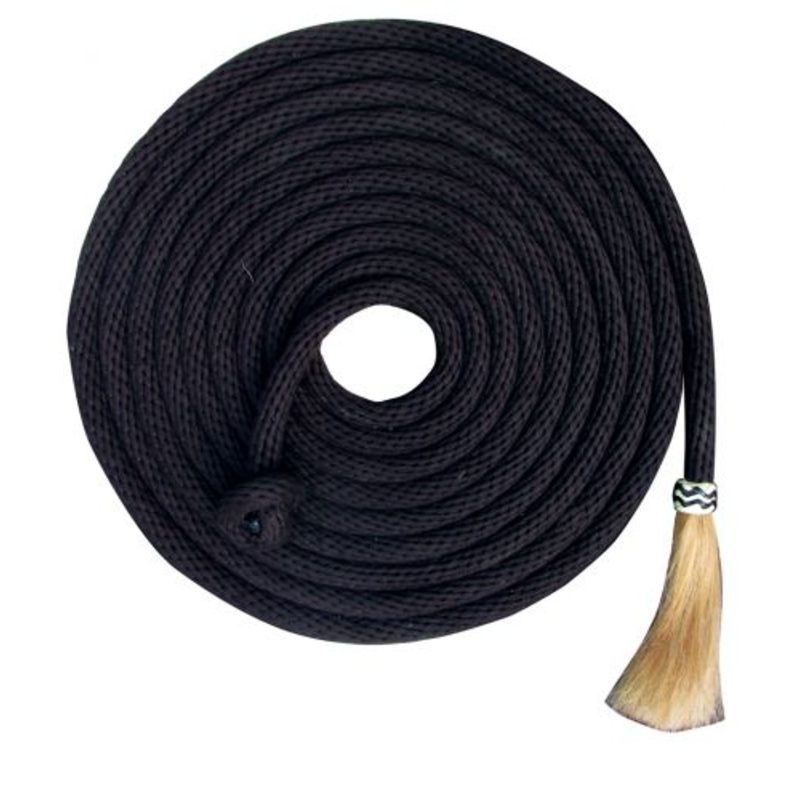 #19564: Showman 23′ Nylon Mecatie Reins with Horse Hair Tassle
