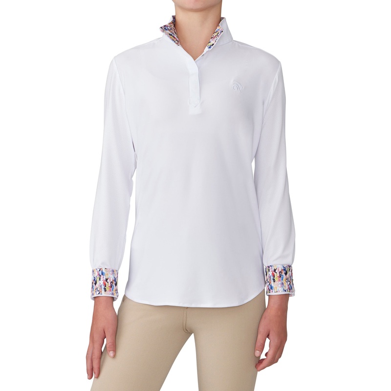 Girls’ Ellie II DX Long Sleeve Show Shirt – White/OMG Ponies