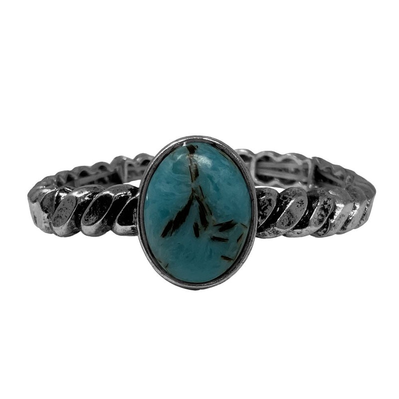 Western Turquoise Stone Dainty Stretch Bracelet – Twisted Rope