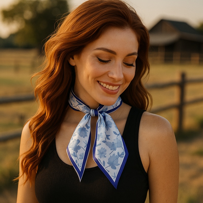 Blue Western Skinny Mini Wild Rag Scarf / Cowgirl Necktie #TW146