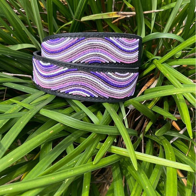 “The Purple Wave” Beaded Dog Collar
