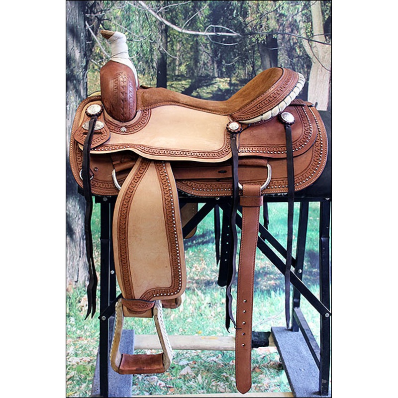 16″ Hilason Western Hand Tooled Leather Cowboy Wade Ranch Roping Saddle Tan