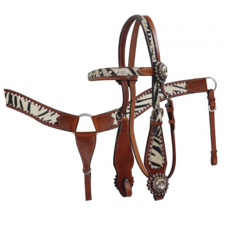 Zebra Print Headstall Set ~ White